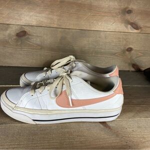 Nike court legacy Womens size 7 shoes pink white leather comfort sneakers